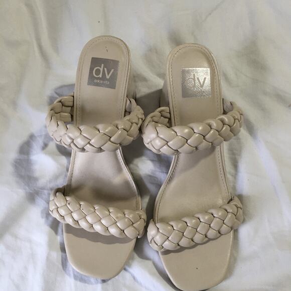 dolce vita TESSA sz 9 women's woven strap cream heal slide sandal gently worn - Picture 10 of 10